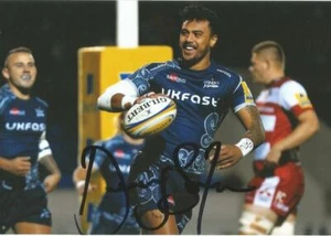 SALE SHARKS RUGBY UNION: DENNY SOLOMONA SIGNED 6x4 ACTION PHOTO+COA - Picture 1 of 1