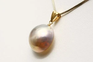 Mabe Pearl Pendant 15mmUP Purple color 18K - Picture 1 of 4
