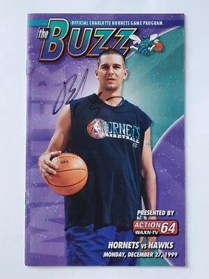 1999 Charlotte Hornets v Atlanta Hawks Game Program Brad Miller autógrafo assinado - Imagem 1 de 4
