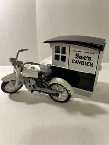 Vintage Die Cast See's Bonbons Motorrad mit Beiwagenwagen. Kein Treiber***lesen - Bild 1 von 15