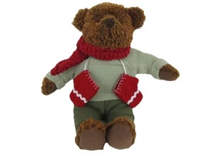 Hallmark 2002 13 Zoll Braunbär Plüsch Grün Kleidung Schal Fäustlinge - Bild 1 von 5