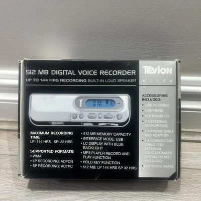 Tevion Elite ET-880 512MB Digital Voice Recorder Dictaphone Boxed  - USB  - MP3 - Image 1 of 4