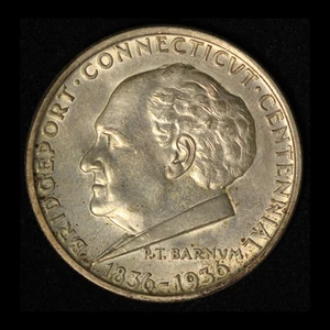 1936 50c Bridgeport Connecticut Commemorative Silver Half Dollar - Free Ship US - Picture 1 of 3
