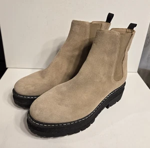 Marc Fisher Ltd Pirro Chelsea Lugsole Leder Wildleder hellbraun Stiefel Größe 11 - Bild 1 von 10