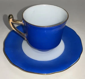 VTG Gold Castle Made in Japan Bright Blue Teacup & Saucer - Picture 1 of 4