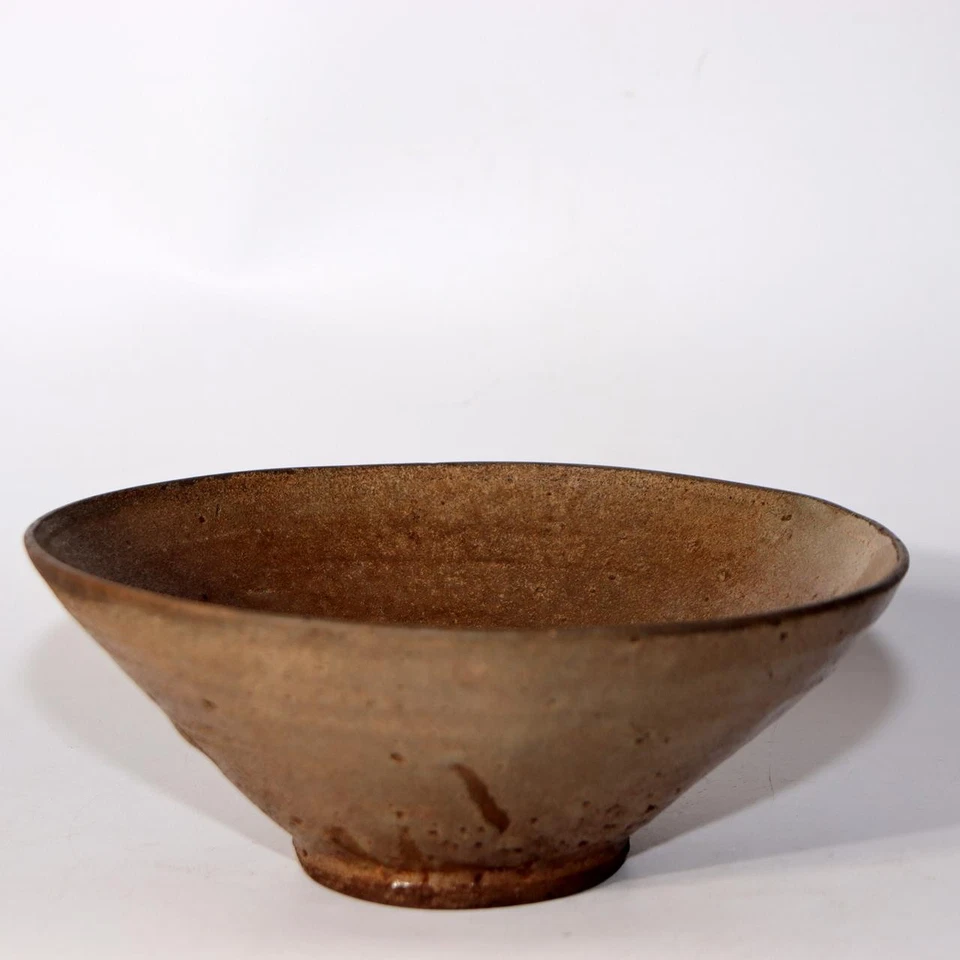Tazón de té plano coreano antiguo dinastía Joseon bolsa de seda Chawan Wabi Sabi KRS164 Foto 1 de 4