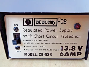 Vintage ~ CB/Ham Power Supply ~ Short Circuit Protection ~ 13.8V / 6AMP ~ CB-523 - Zdjęcie 1 z 8