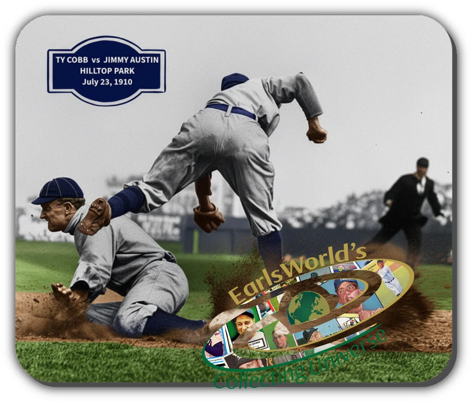 Ty Cobb & Jimmy Austin 1910 Mouse Pad–Historic Baseball Collectible Holiday Gift - Image 1 of 1