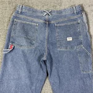 Vtg Y2K Tommy Hilfiger Tommy Jeans Mens 38x32 Blue Baggy Wide Leg Carpenter - Picture 1 of 13