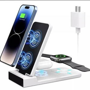Wireless Charging Station, 3 In 1, For Iphone 14/13/12/11/Apple Watch!(New!) - Picture 1 of 6