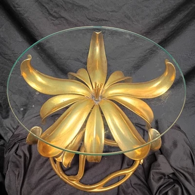 Mesa auxiliar de colección Arthur Court Lily 18" diámetro 16"h Drexel Hollywood dorado MCM figura Foto 1 de 4