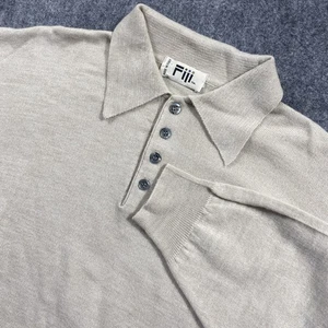 Fiii Pullover Herren M Beige Wollpullover Knöpfe Kragen Italy Made Langarm - Bild 1 von 8