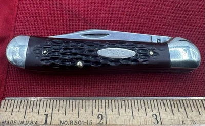 Vintage Case XX USA 6249 Dark Red Bone Copperhead Knife Toter 1970-79’ Used - Image 1 of 4