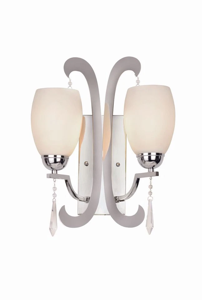 Polished Chrome And Crystal 2 Light Wall - Image 1 of 1