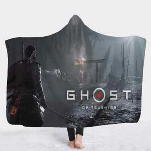 Awful Ghost Of Tsushima 3D Hooded Blanket Wearable Flannel Throw Blanket Cloak - Bild 1 von 6