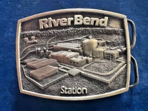 Vtg 1982 Riverbend Nuclear Power Station (Baton Rouge, La.) Pewter Belt Buckle - Picture 1 of 11