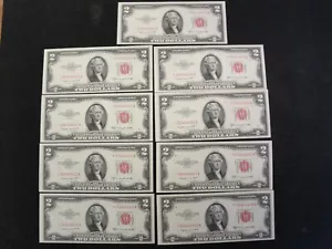 (9) Consecutive 1953 A $2 Star Notes Uncirculated Red Seal Ultra Crisp - Picture 1 of 7