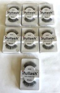 #205 ( 7 Paar ) ifullash 100% Echthaar Wimpern - SCHWARZ - Bild 1 von 3