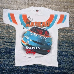 Vintage 1998 NASCAR Jerry Nadeau First Plus doppelseitiges AOP T-Shirt Herren Medium - Bild 1 von 12