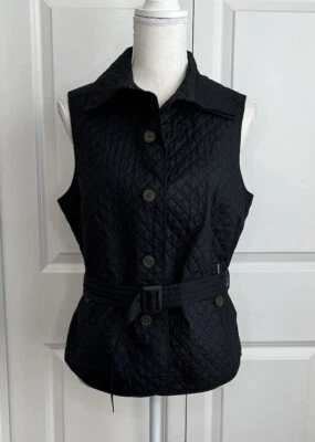 Faconnable Black Quilted Button Front Vest Belted Small NEW Capsule Dark Layer - Image 1 of 4