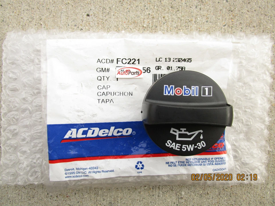GM SAAB CADILLAC 12593356 ACDELCO FC-221 TAPA DE LÍQUIDO DE LLENADO DE ACEITE DE MOTOR OEM NUEVO Foto 1 de 2