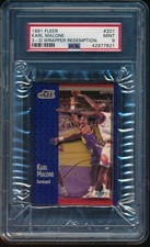 PSA 9 KARL MALONE 1991-92 Fleer 3D Acrylic Wrapper Redemption #201 RARE MINT