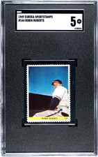 1949 Robin Roberts RC Eureka Sportstamps SGC 5  Rookie