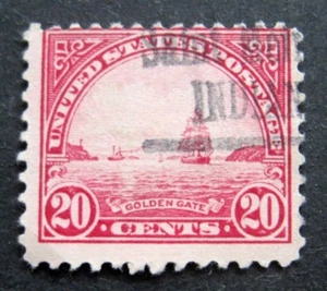Sc # 698 ~ 20 cent Golden Gate Issue, Precancel, Saint Meinrad INDIANA - Picture 1 of 1