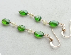 Green Chrome diopside gemstone 925 sterling silver handmade earring jewelry gift - Picture 1 of 8