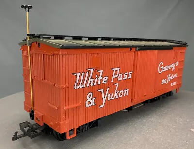 G Scale LGB 4167 White Pass & Yukon Wood Boxcar Red G0363 - Image 1 of 4