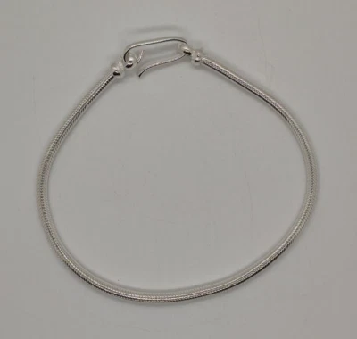 BRACCIALE SNAKE SERPENTE ARGENTO 700 UOMO TIBETANO CODA TOPO INDIA CM 20.3 S6.1 - Immagine 1 di 4