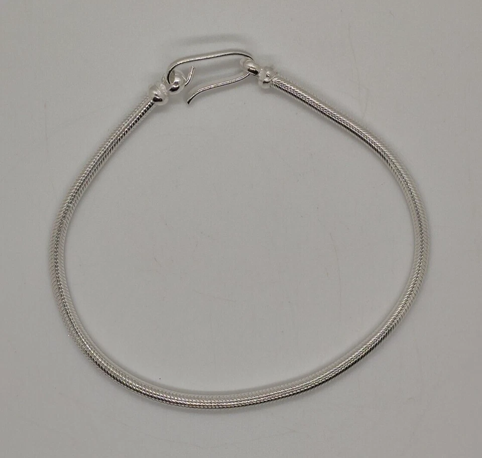 BRACCIALE SNAKE SERPENTE ARGENTO 700 UOMO TIBETANO CODA TOPO INDIA CM 20.3 S6.1 - Immagine 1 di 4