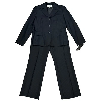 Traje de 2 piezas vintage Le Suit para mujer azul marino y tostado talla 8 Foto 1 de 4