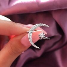 Fashion Silver Moon Star Ring Opening Finger Adjustable Ring Women Jewelry Gifts
