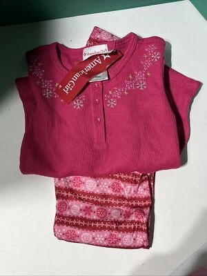 NIP ~American Girl FAIR ISLE PAJAMAS ~ Girls Size XS 6 Pink Thermal pj's Warm - Image 1 of 3