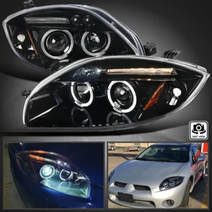 Faros proyectores LED halo negro azabache para Mitsubishi Eclipse 2006-2012 06-11 - Imagen 1 de 11