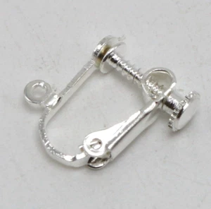 10 Silver Plated Clip On Snap Screw Back Dangle Earring Hooks Findings LeverBack - Picture 1 of 8