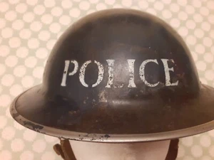 WW2 British Police Steel Brodie Helmet Blue Tin Hat 1939 - Liner & Chin Strap - Picture 1 of 17
