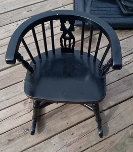 Oak Black Distressed Child's Boston Rocker / Rocking Chair  - Picture 1 of 5