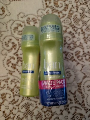 Pacote com 3 Roll-Ons Ban pó invisível fresco antitranspirante e desodorante EXP 12/25 - Imagem 1 de 2