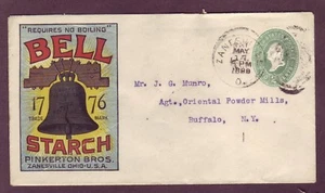 LIBERTY BELL en Anuncio de Almidón - Color Increíble en 1889 OHIO a Cubierta de Nueva York - ¡WoW!! - Imagen 1 de 2