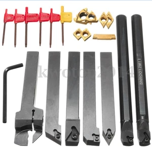 7PCS Set Of 12mm Lathe Turning Tool Holder Boring Bar + DCMT/CCMT Carbide Insert - Picture 1 of 2
