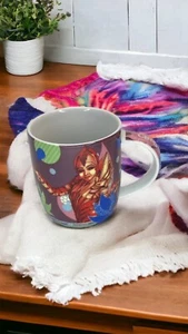 Cirque du Soleil Ceramic Coffee Mug Blue Pink Colorful Designs and Acrobats - Picture 1 of 11