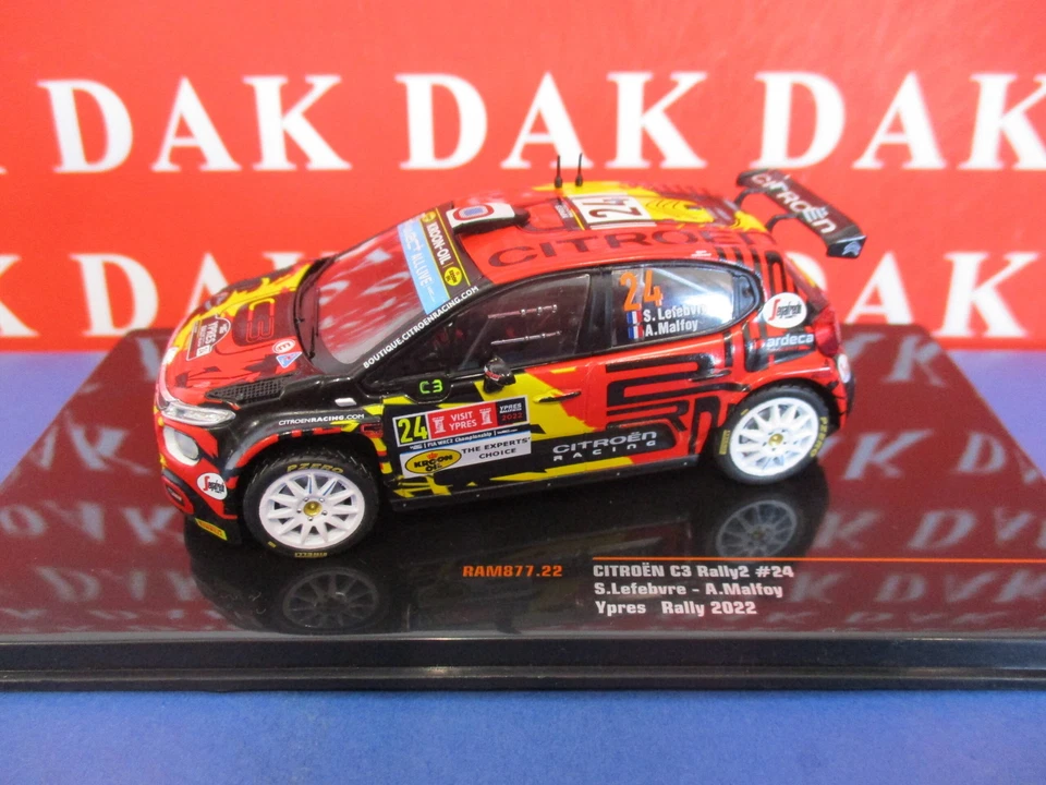 CITROEN C3 RALLY 2 N.24 WRC2 RALLY YPERN 2022LEFEBVRE/MALFOY 1 43 Ixo Model Auto
