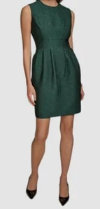 Donna Karan New York Women's Green Jewel-Neck Metallic Jacquard Dress Size 14 - Picture 1 of 2