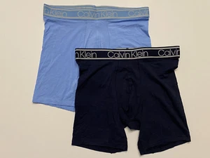 Calvin Klein Men's Boxer Briefs - Viscose Blend - Small - Black - Blue - NP22620 - Picture 1 of 2