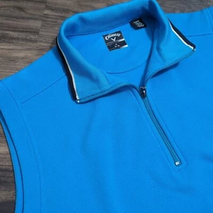 Callaway Golf 1/4-zip Waffle Vest (Dresden Blue) Zip Pockets Sleeveless Polyeste - Picture 1 of 10