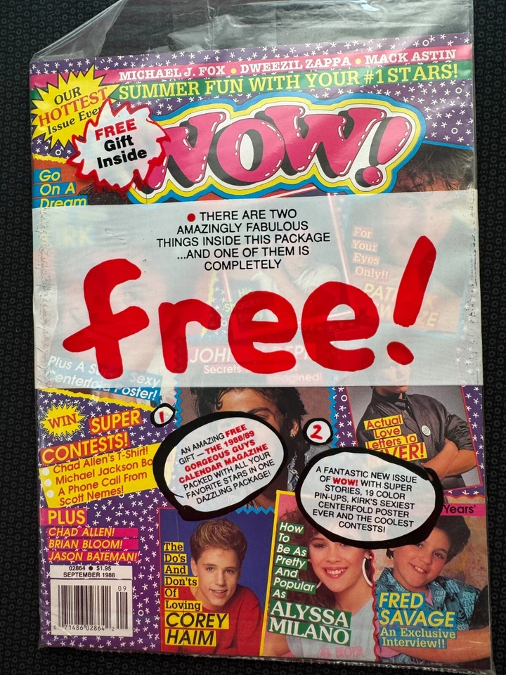 WOW Magazine Sept 1988 SEALED w/1988/89 Gorgeous Guys Calendar MINT - Image 1 of 1