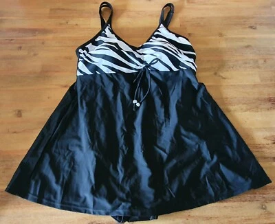 FEEL GOOD Badekleid / Badeanzug mit Röckchen, Zebramuster, 46 Cup C, schwarz,NEU - Bild 1 von 4