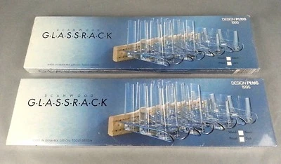 2 NUEVO Estante de vidrio para bebidas de montaje en pared de madera escaneada Dinamarca Foto 1 de 3